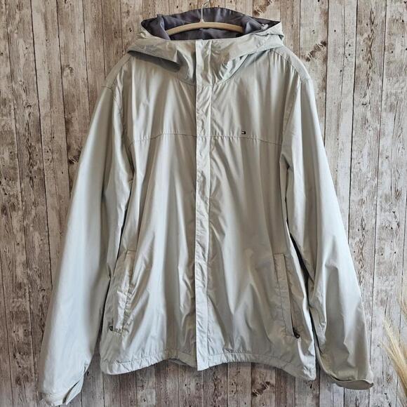 Tommy Hilfiger Mens Windbreaker Jacket Full Zip Hooded Outerwear Coat L - Picture 1 of 9